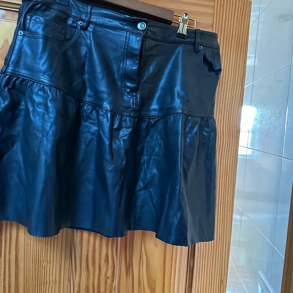Zara Black Leather Mini Skirt